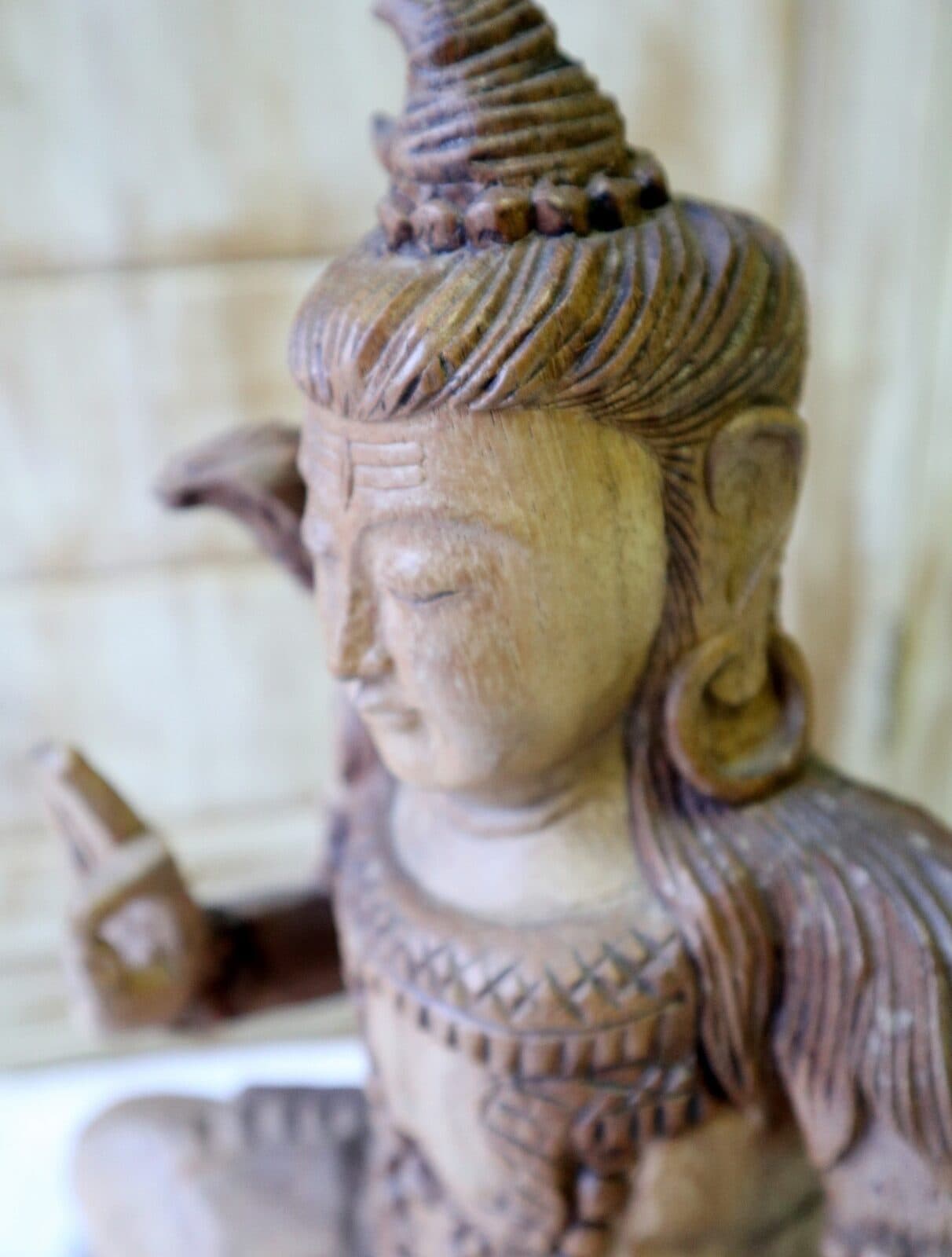 🕉️ Scultura di Shiva in Legno di Suar / Noce Indiano – Artigianato Indonesiano - 6
