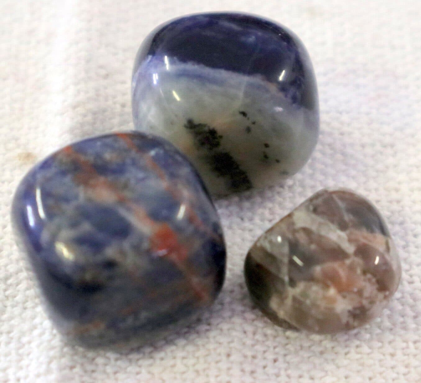 Pietre di Sodalite Blu (Set da 3) cristallo terapia  pietre burattate - 4