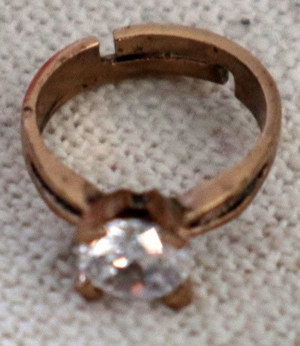💍 Anello Artigianale in Bronzo Regolabile con Zircone Artificiale - 2