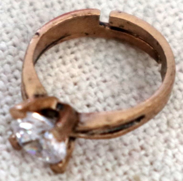 💍 Anello Artigianale in Bronzo Regolabile con Zircone Artificiale - 5