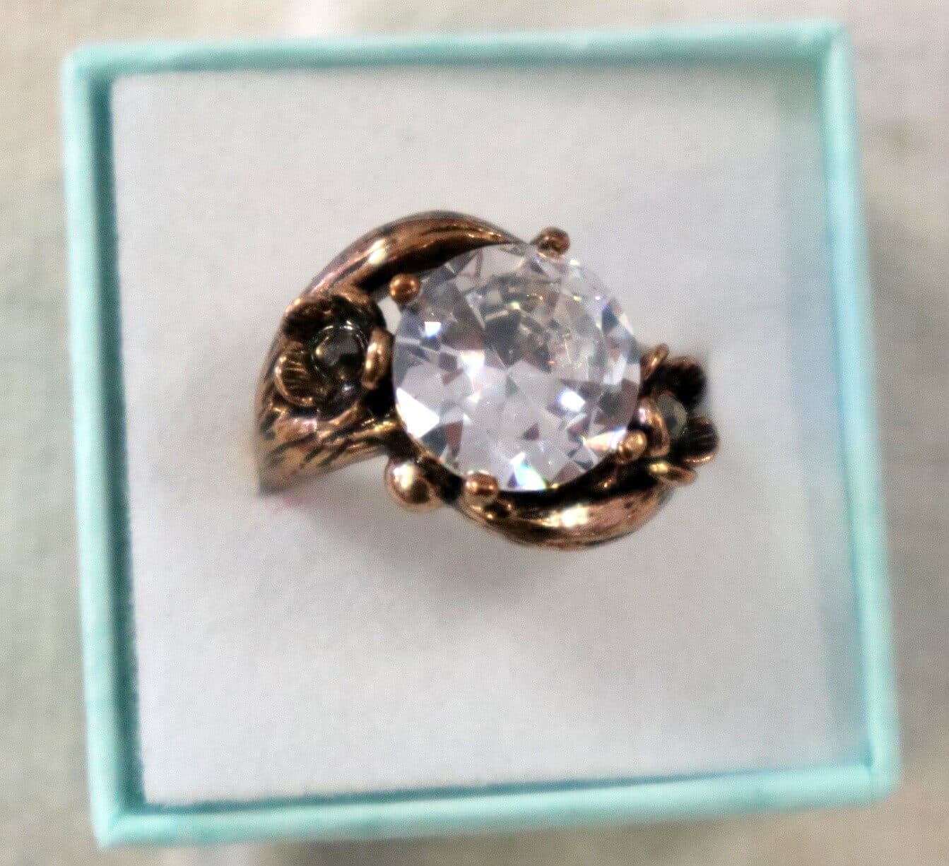 💍 Anello Artigianale in Bronzo Regolabile con Zirconi Artificiali San Valentino - 2