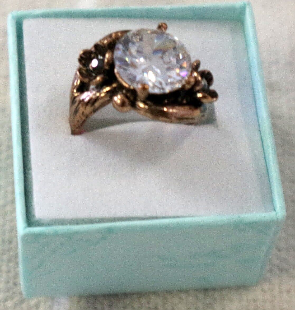 💍 Anello Artigianale in Bronzo Regolabile con Zirconi Artificiali San Valentino - 3