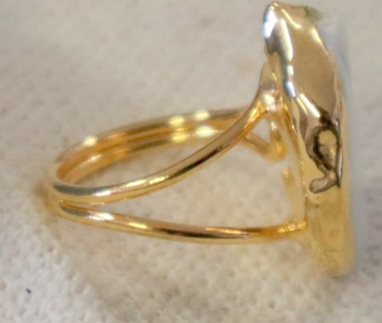 💍 Anello Regolabile in Acciaio con Bagno Galvanico in Oro e Madreperla Naturale Grezza - 5