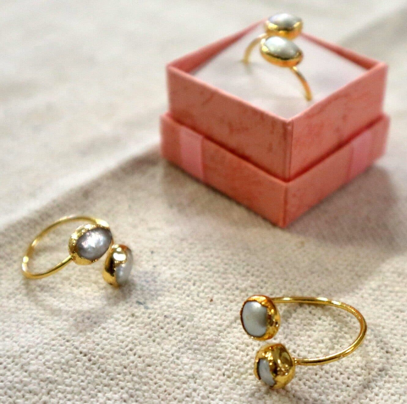 ✨ Anello Artigianale in Acciaio Dorato con Madreperla Grezza ✨ San Valentino - 4