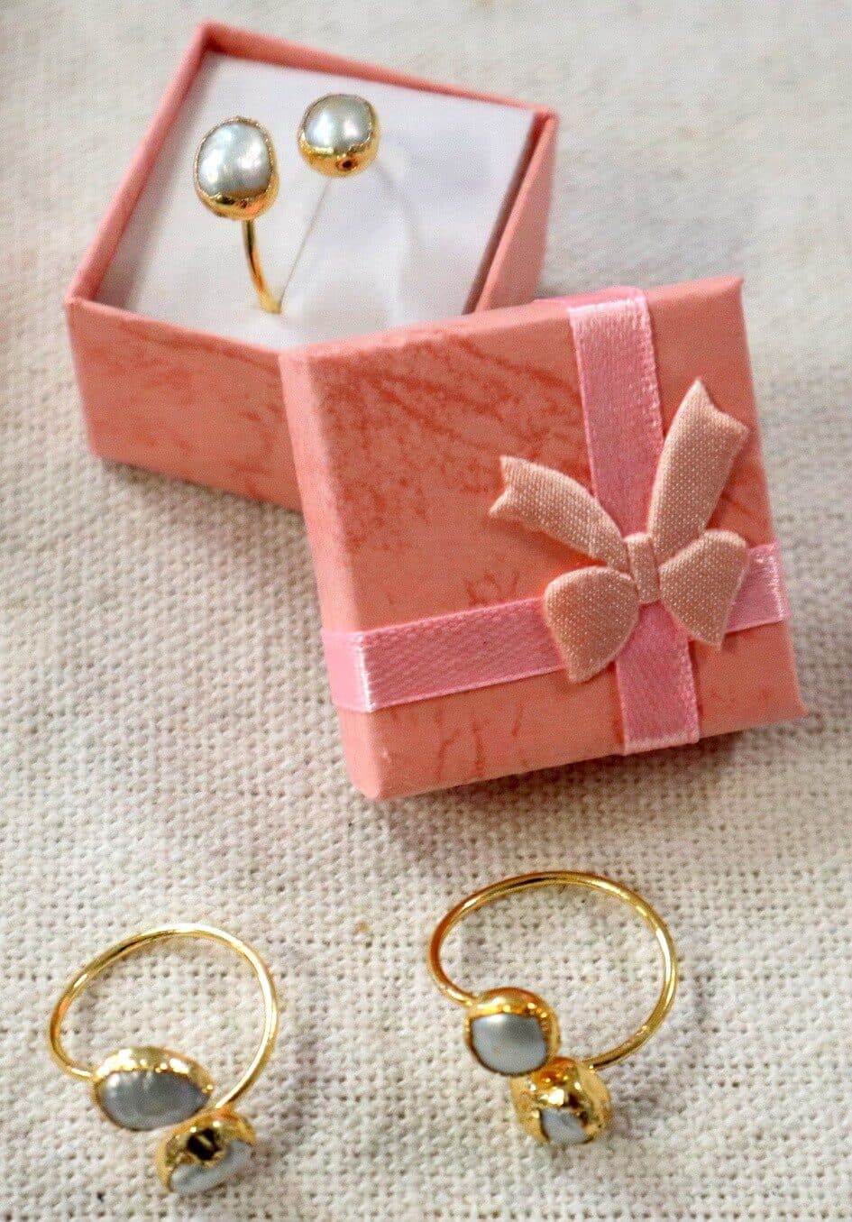 ✨ Anello Artigianale in Acciaio Dorato con Madreperla Grezza ✨ San Valentino - 5