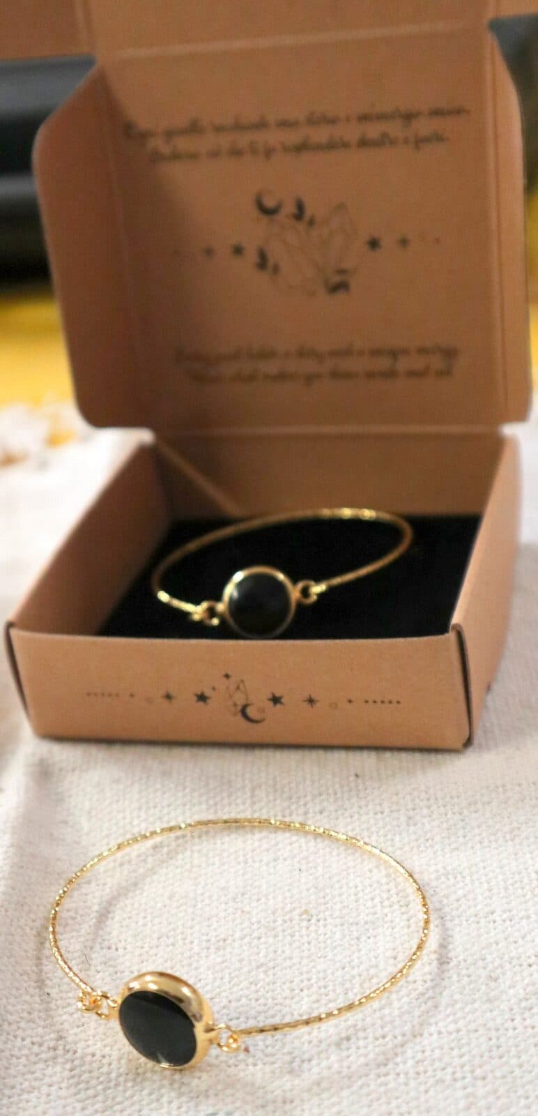 ✨ Bracciale Artigianale in Acciaio Dorato con Tormalina Nera ✨ San Valentino - 2