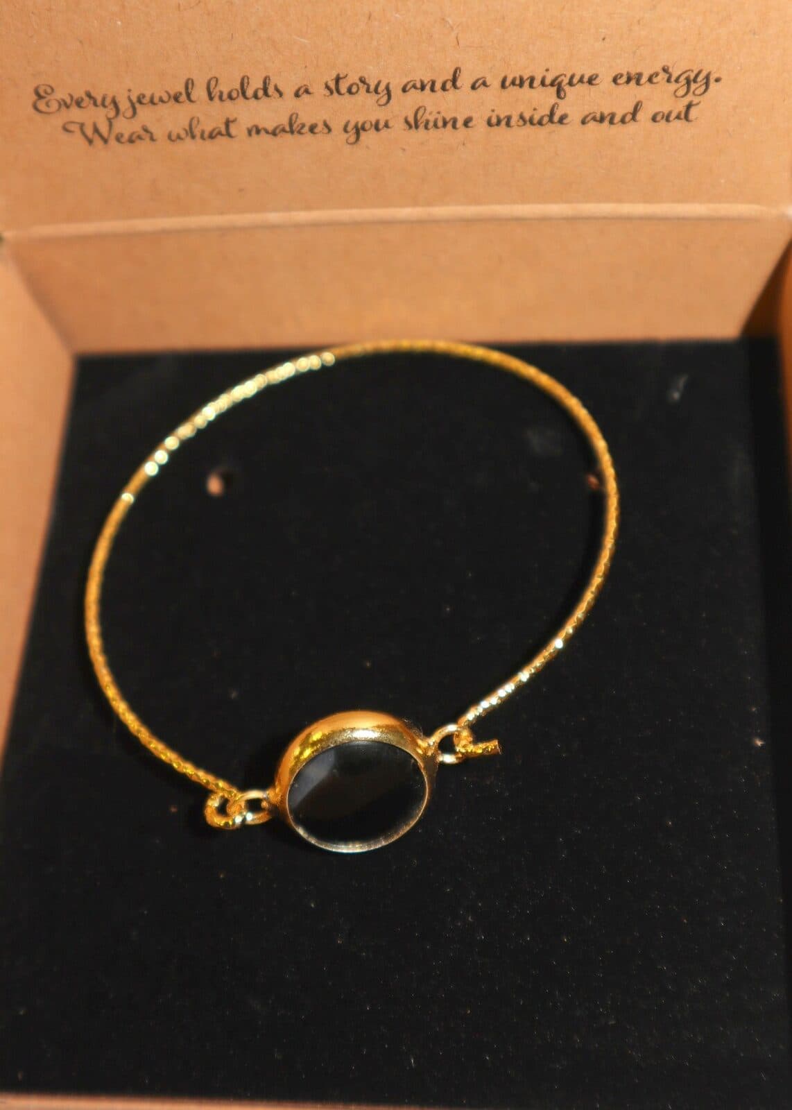 ✨ Bracciale Artigianale in Acciaio Dorato con Tormalina Nera ✨ San Valentino - 4
