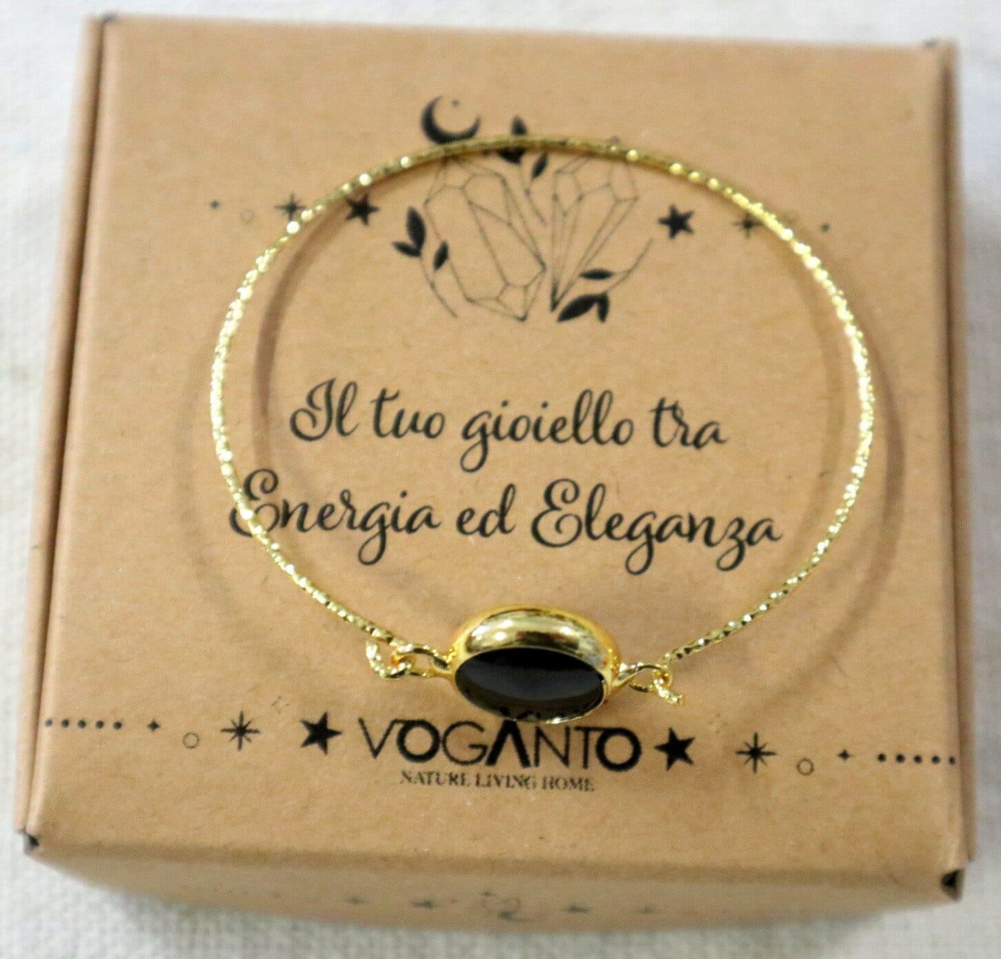 ✨ Bracciale Artigianale in Acciaio Dorato con Tormalina Nera ✨ San Valentino - 5
