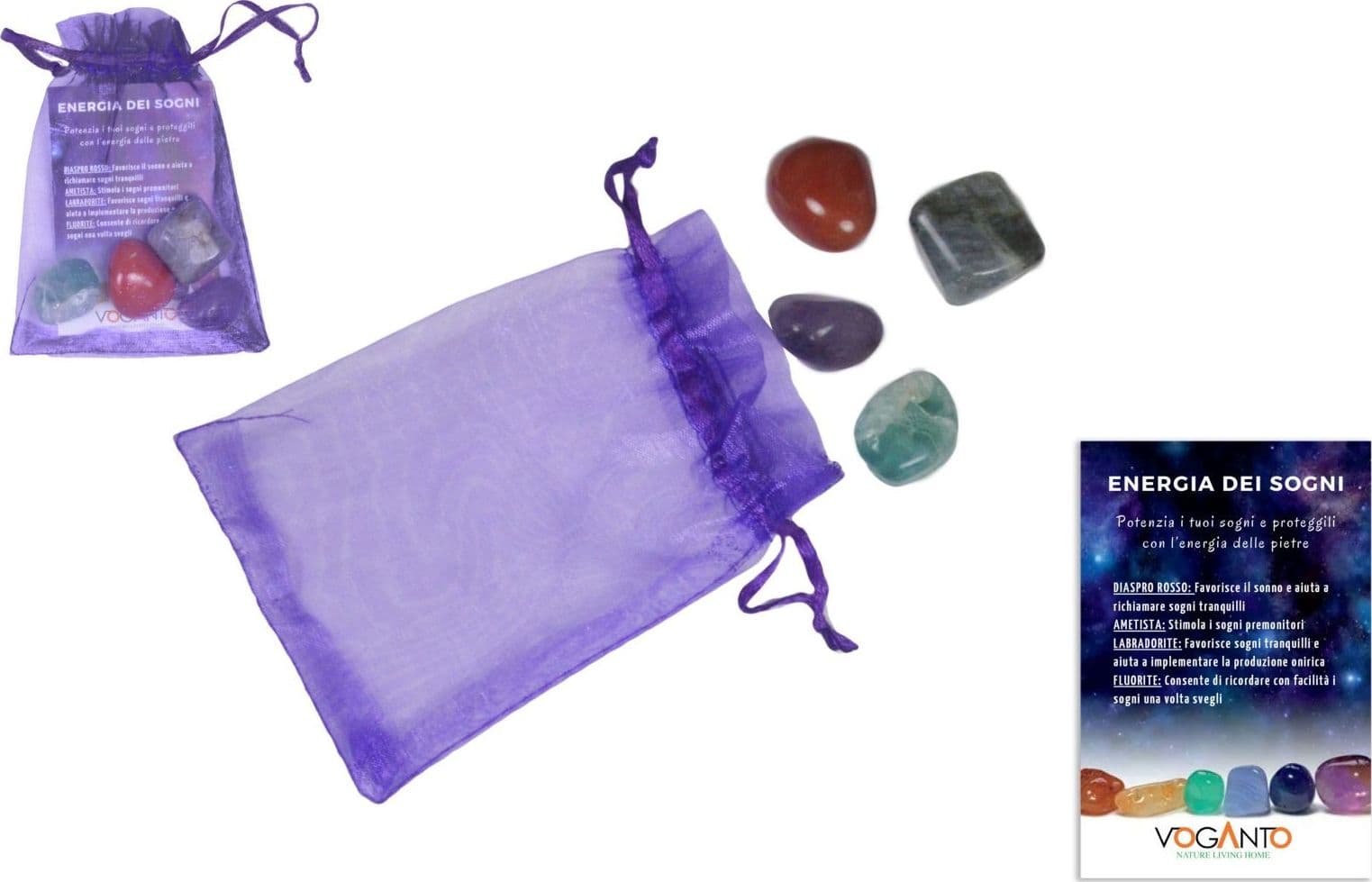 SACCHETTO DEL BENESSERE “ENERGIA DEI SOGNI” – CON 4 PIETRE NATURALI - 2