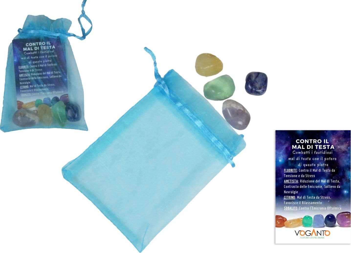Sacchetto di Pietre “Contro il Mal di Testa” – Fluorite, Ametista, Citrino e Sodalite - 3
