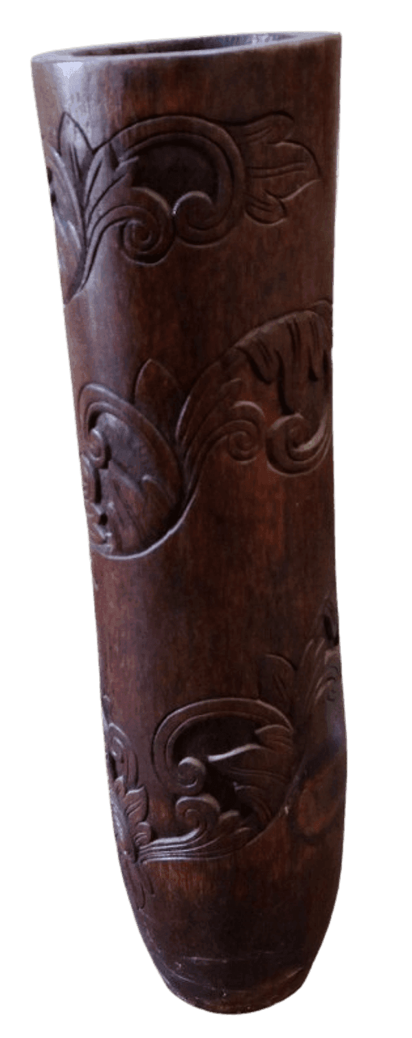 Vaso artigianale in legno di cocco scolpito a mano – Indonesia | Arredo naturale di grande impatto - 3