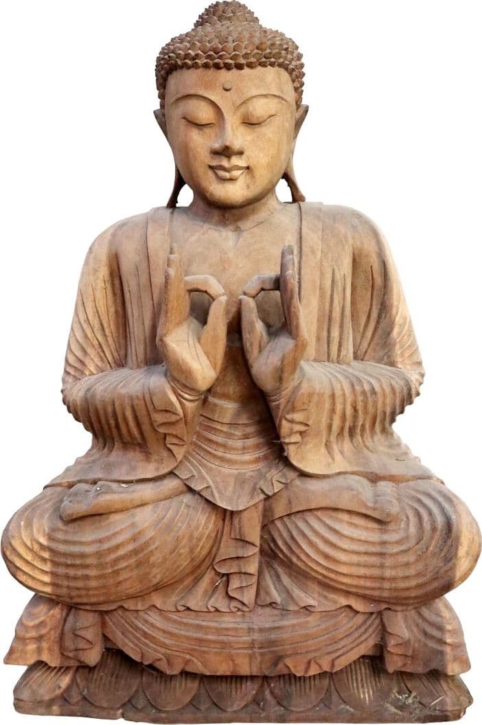 Scultura Buddha in Legno Suar 62 cm – Statua Artigianale Indonesiana Intagliata a Mano per Spa e Ambienti Zen - 2