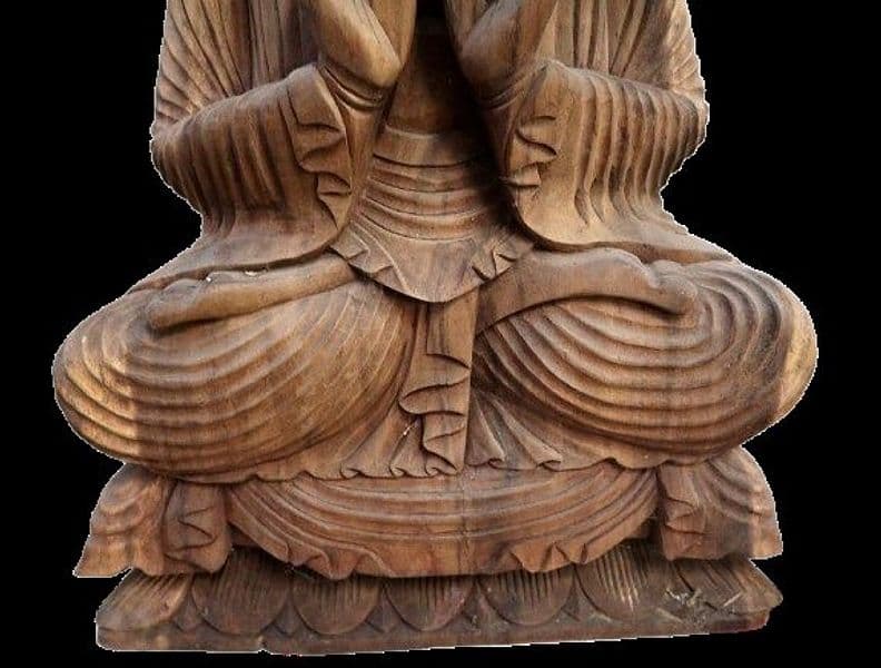 Scultura Buddha in Legno Suar 62 cm – Statua Artigianale Indonesiana Intagliata a Mano per Spa e Ambienti Zen - 5