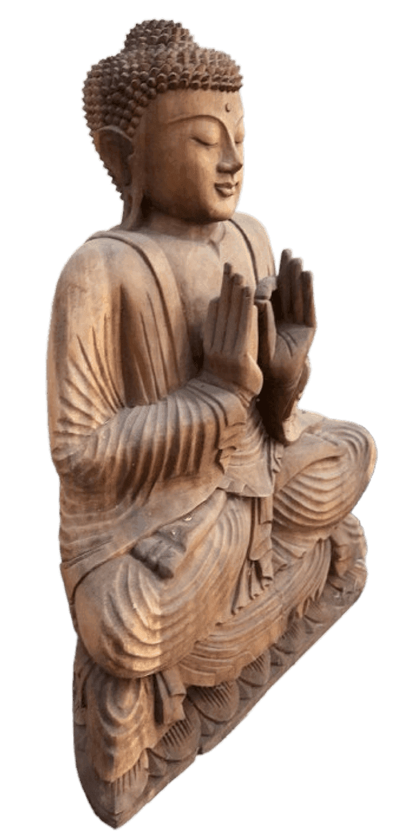 Scultura Buddha in Legno Suar 62 cm – Statua Artigianale Indonesiana Intagliata a Mano per Spa e Ambienti Zen - 6