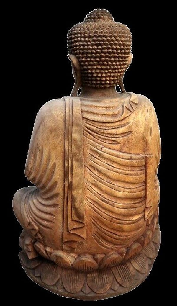 Scultura Buddha in Legno Suar 62 cm – Statua Artigianale Indonesiana Intagliata a Mano per Spa e Ambienti Zen - 8