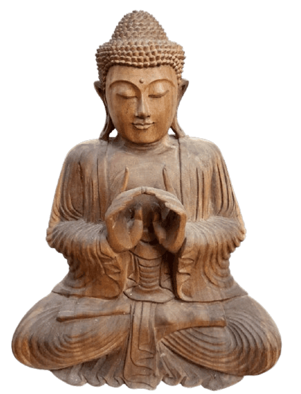 Scultura Buddha Scolpito a Mano in Legno Suar Colorato – Arte Indonesiana cm 43x22x62h - 3