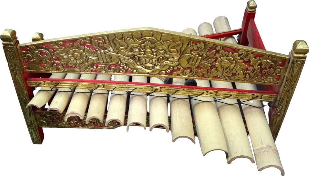Xilofono Indonesiano Artigianale “Barong” – Strumento Zen in Bambù Intagliato a Mano – 40+ Anni – Completo di Bacchette - 5