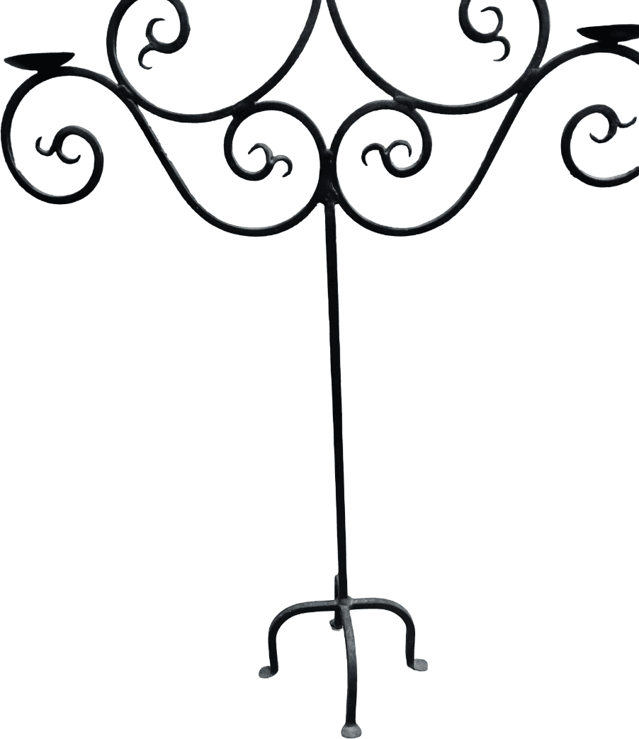 Candelabro da Terra in Ferro Battuto 5 Fiamme – Portacandele Elegante 130 cm Fatto a Mano in Indonesia - 4