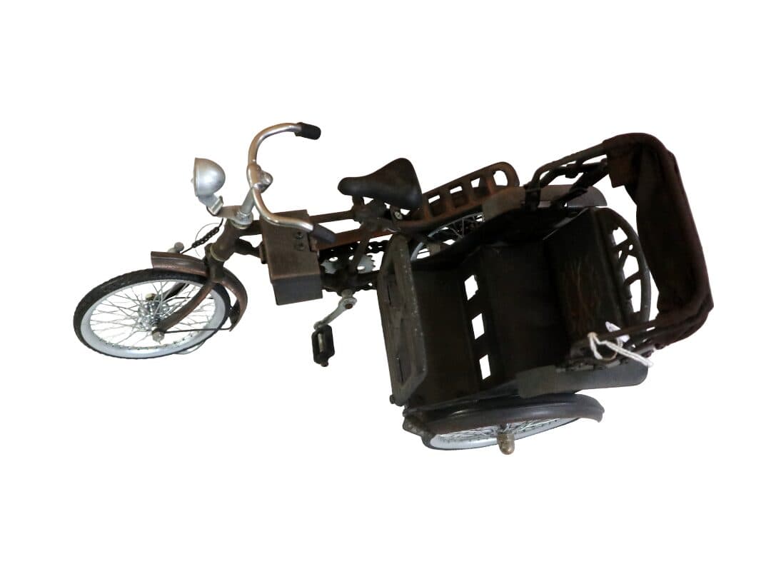 Miniatura Risciò in Metallo 35x15x25h – Rickshaw Artigianale Bali Fatto a Mano con Parti Mobili | Da Collezione - 3