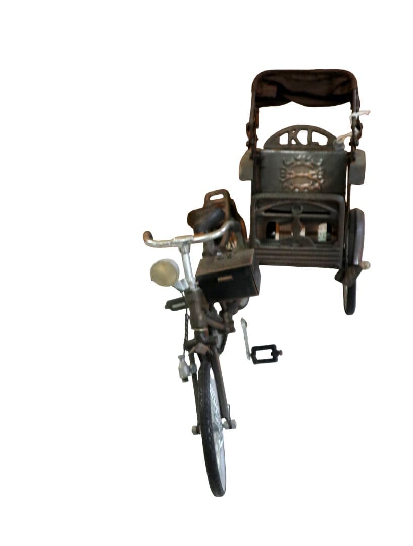 Miniatura Risciò in Metallo 35x15x25h – Rickshaw Artigianale Bali Fatto a Mano con Parti Mobili | Da Collezione - 4