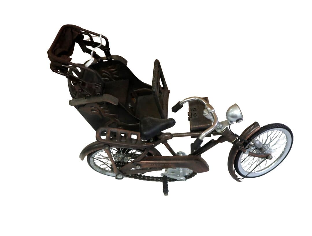 Miniatura Risciò in Metallo 35x15x25h – Rickshaw Artigianale Bali Fatto a Mano con Parti Mobili | Da Collezione - 5