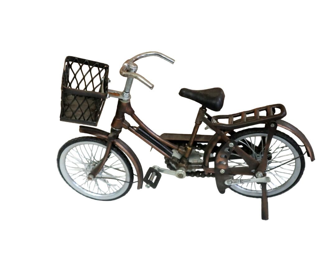 Bicicletta Vintage da Donna con Cesto – Modellino in Metallo Fatto a Mano 30x8x19h – Stile Industrial Loft - 2