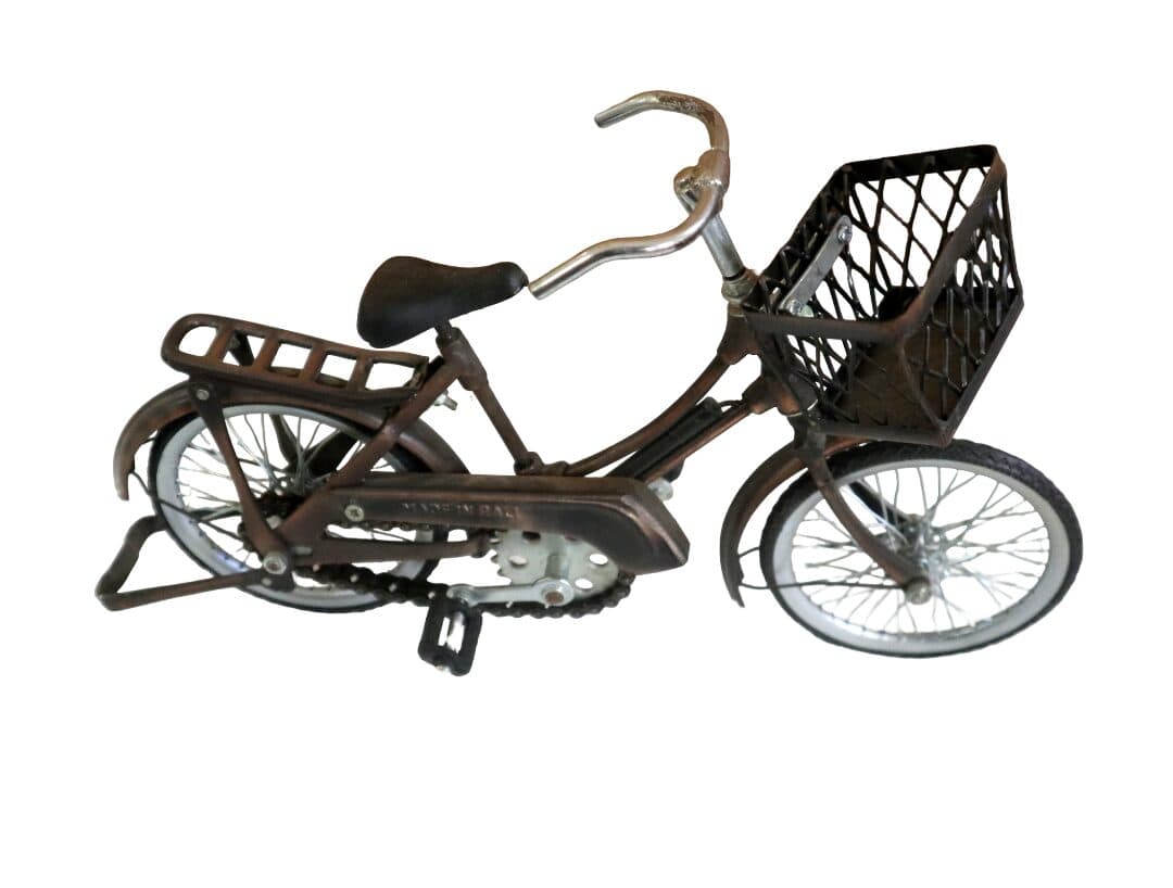 Bicicletta Vintage da Donna con Cesto – Modellino in Metallo Fatto a Mano 30x8x19h – Stile Industrial Loft - 5