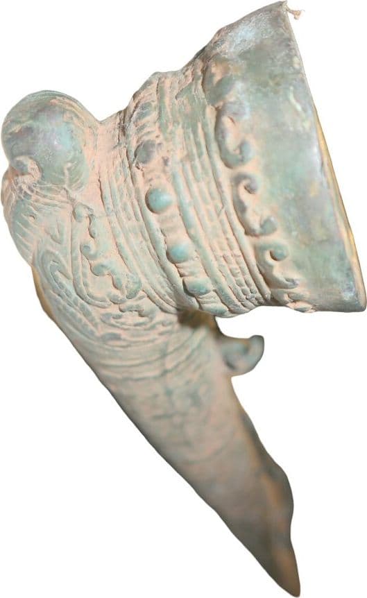 Antica Pipa Indonesiana da Oppio in Bronzo – 93 cm – Oggetto Etnografico Orientale con Catena Decorativa - 6