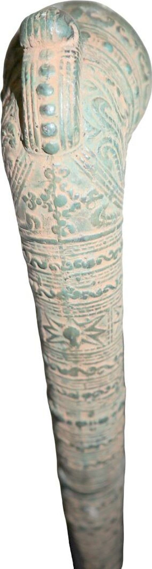 Antica Pipa Indonesiana da Oppio in Bronzo – 93 cm – Oggetto Etnografico Orientale con Catena Decorativa - 7
