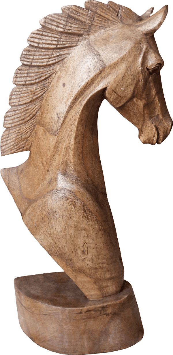 Testa di Cavallo in Legno Intagliata a Mano – Scultura Etnica Indonesiana da Arredo cm 40 - 2
