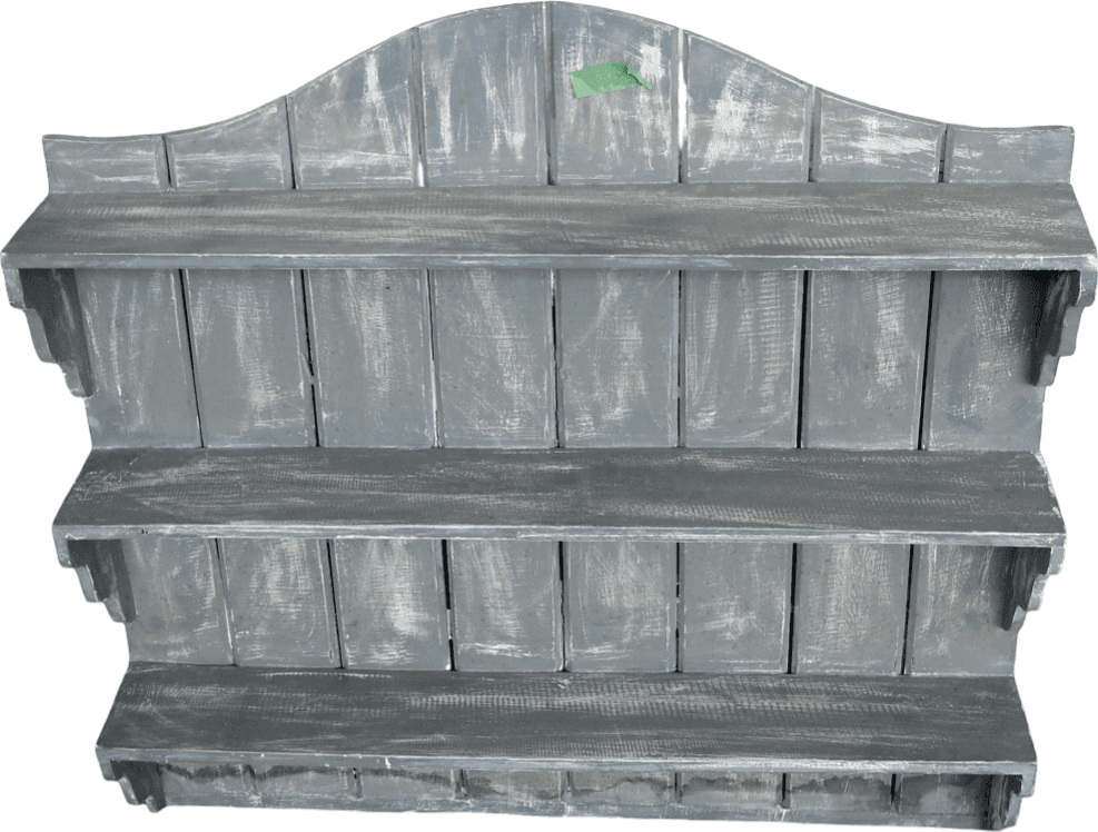 Mensola da Parete in Legno di Albesia Grigio Anticato – 3 Ripiani – 70x60x12 cm - 3
