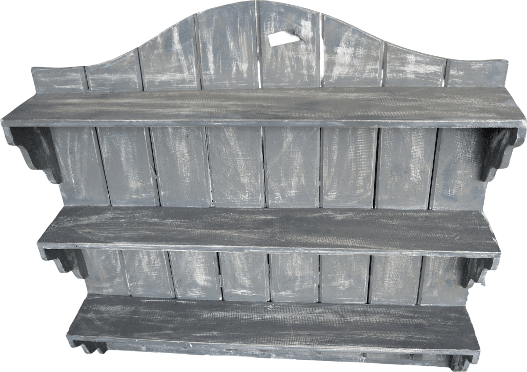 Mensola da Parete in Legno di Albesia Grigio Anticato – 3 Ripiani – 70x60x12 cm - 4