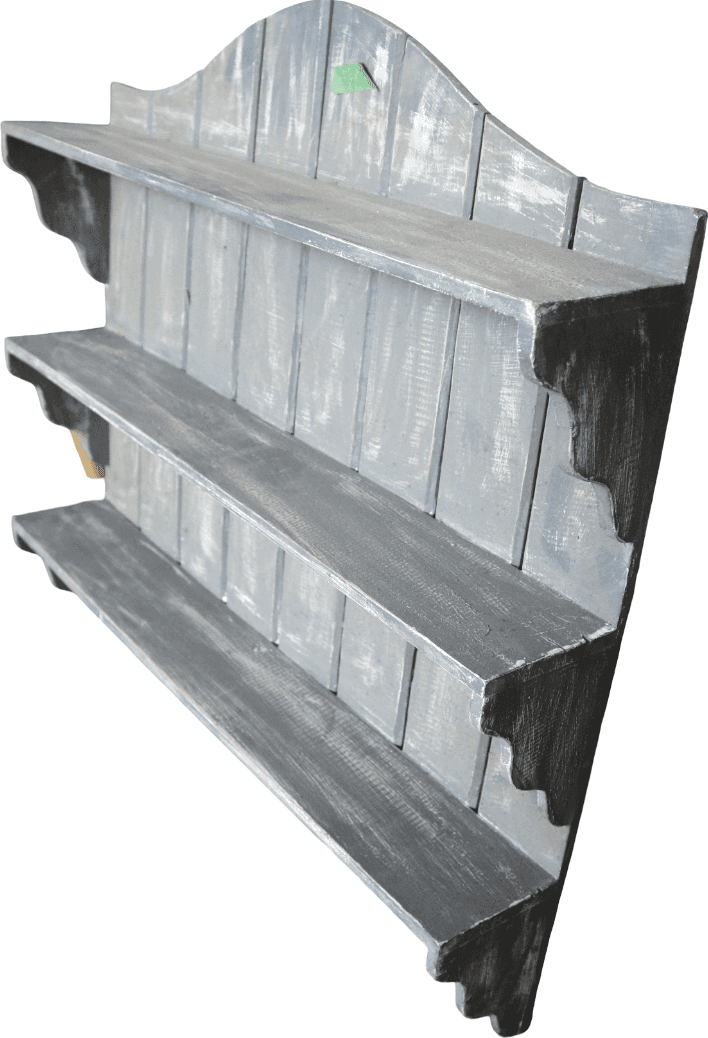 Mensola da Parete in Legno di Albesia Grigio Anticato – 3 Ripiani – 70x60x12 cm - 6