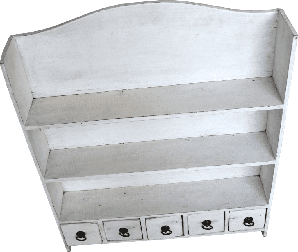Mensola da Parete in Legno di Albesia Bianco Decapato con 5 Cassetti – Stile Shabby Chic Country - 4