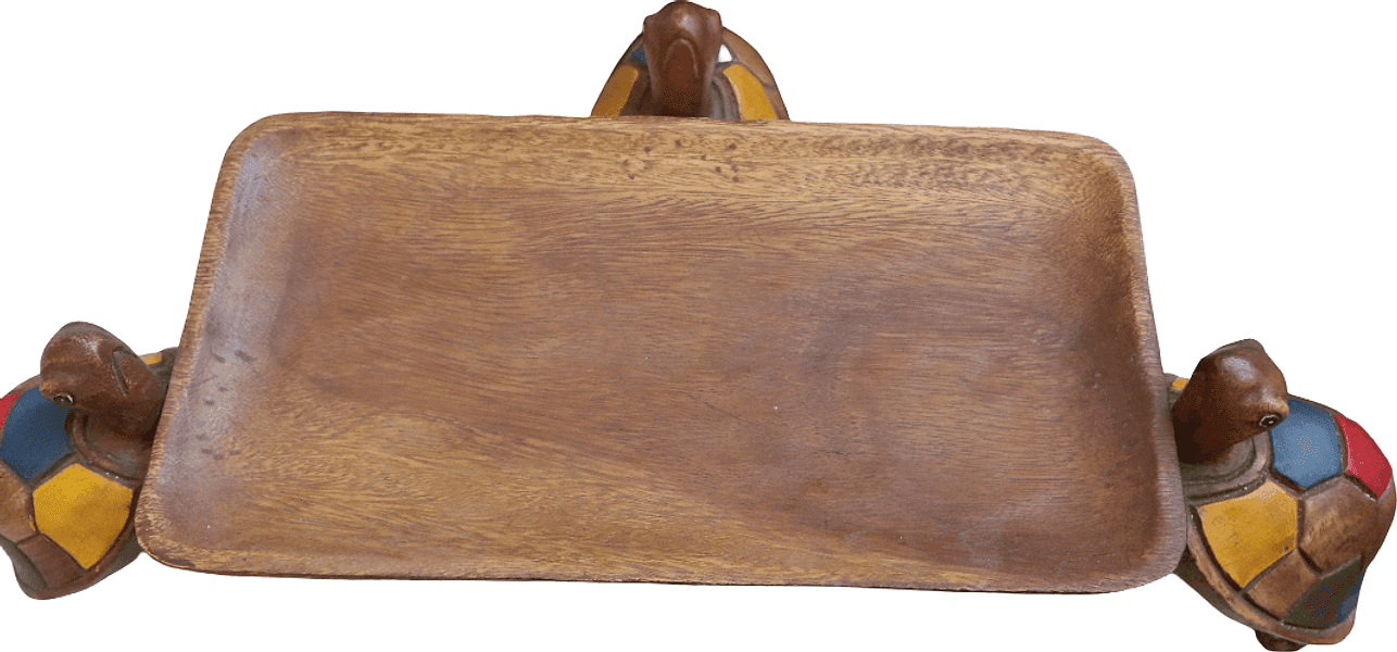 🐢 SVUOTATASCHE THAILANDESE IN LEGNO DI MANGO CON 3 TARTARUGHE – PEZZO UNICO ARTIGIANALE - 3