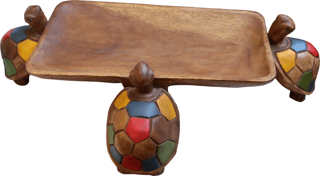 🐢 SVUOTATASCHE THAILANDESE IN LEGNO DI MANGO CON 3 TARTARUGHE – PEZZO UNICO ARTIGIANALE - 6