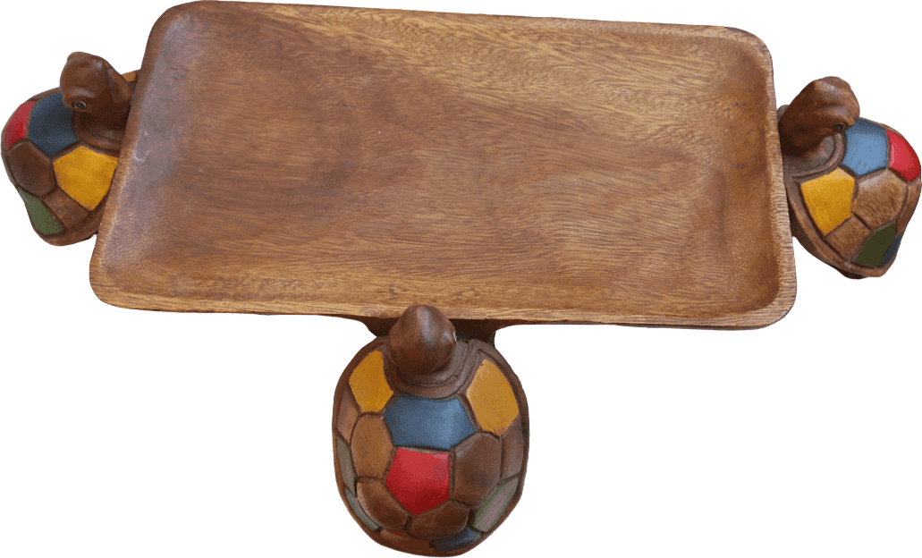 🐢 SVUOTATASCHE THAILANDESE IN LEGNO DI MANGO CON 3 TARTARUGHE – PEZZO UNICO ARTIGIANALE - 8