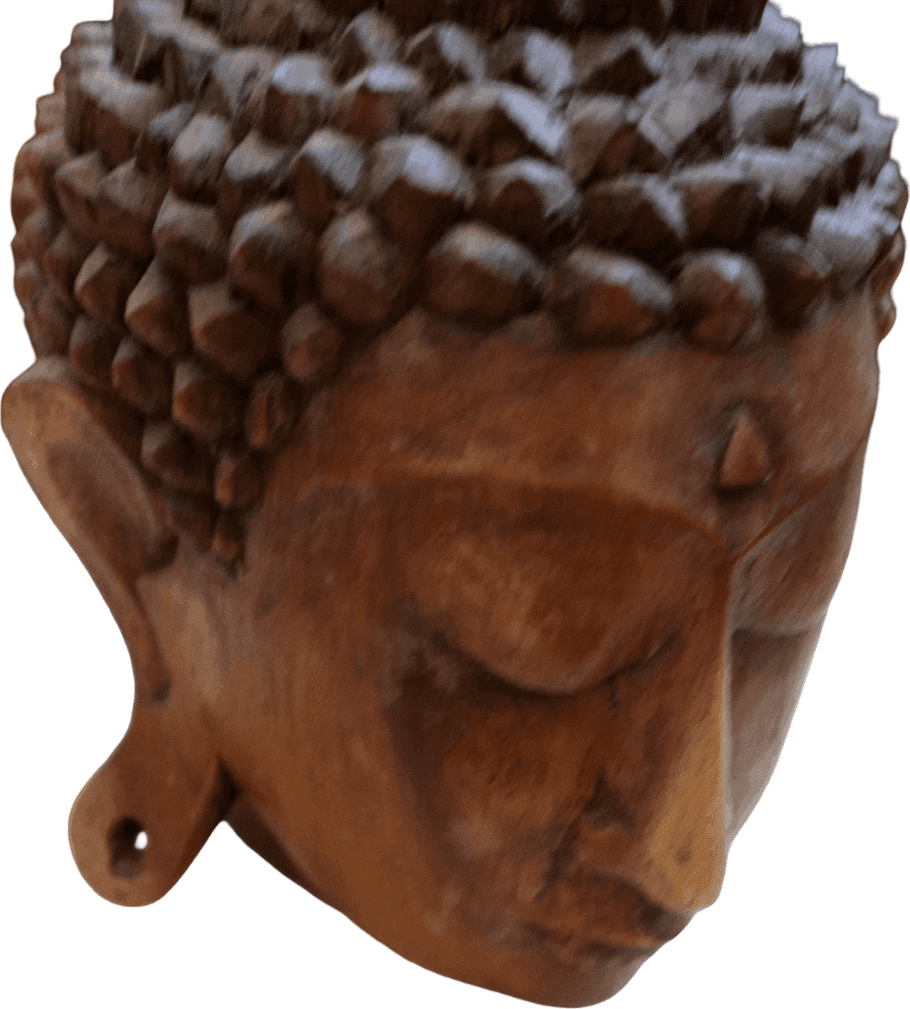 TESTE DI BUDDHA IN LEGNO DI SUAR – ARTIGIANATO INDONESIANO - 3