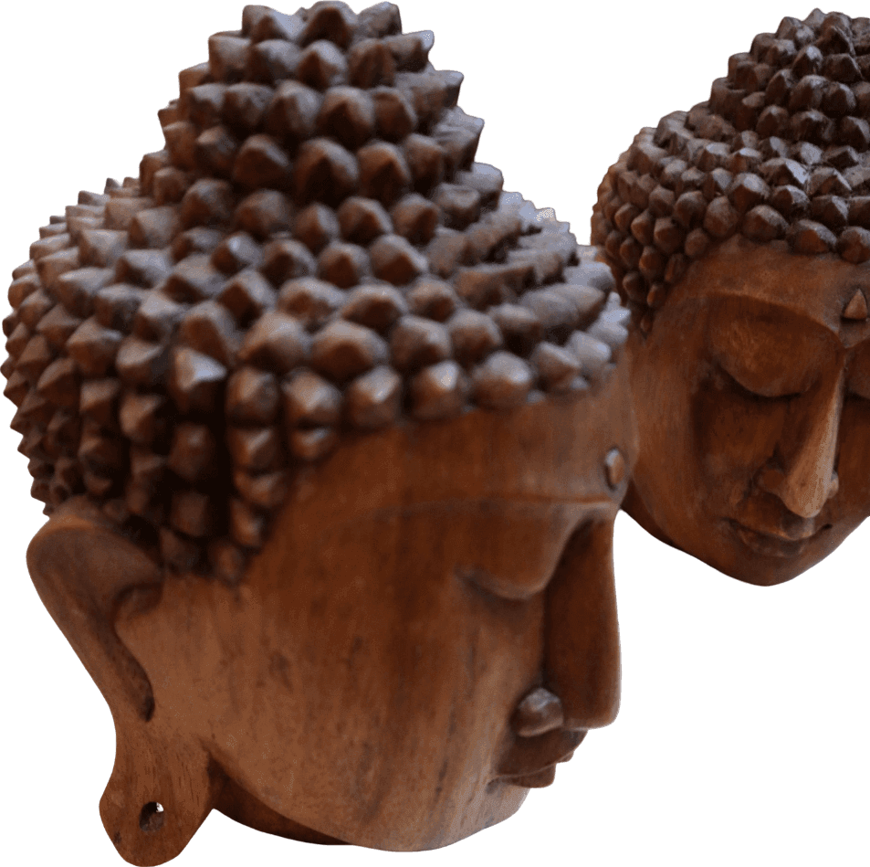 TESTE DI BUDDHA IN LEGNO DI SUAR – ARTIGIANATO INDONESIANO - 7
