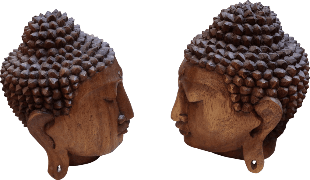 TESTE DI BUDDHA IN LEGNO DI SUAR – ARTIGIANATO INDONESIANO - 9