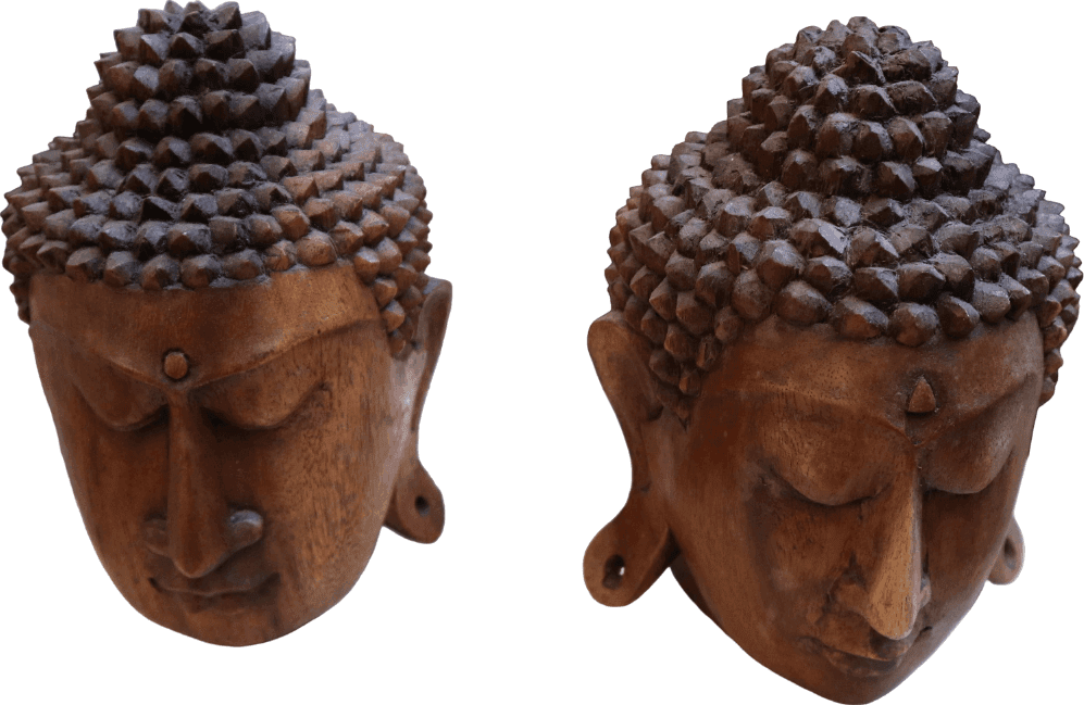 TESTE DI BUDDHA IN LEGNO DI SUAR – ARTIGIANATO INDONESIANO - 10