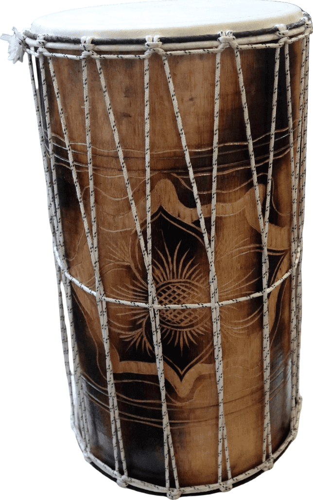 Dholak Indiano in Legno Fatto a Mano – Tamburo Tradizionale a 2 Pelli – 50x26 cm - 10