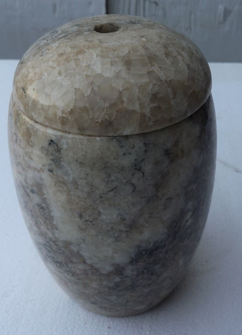 Porta scopino in onice anfora vaso chiaro e marrone cm 25hx13 N ° E - 2