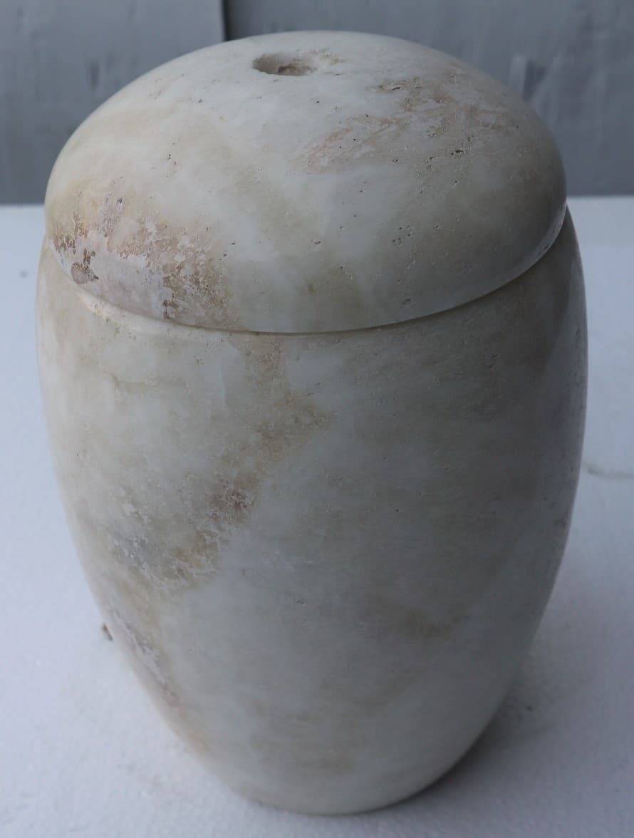 Porta scopino in onice anfora vaso chiaro e marrone cm 25hx13 N ° F - 3