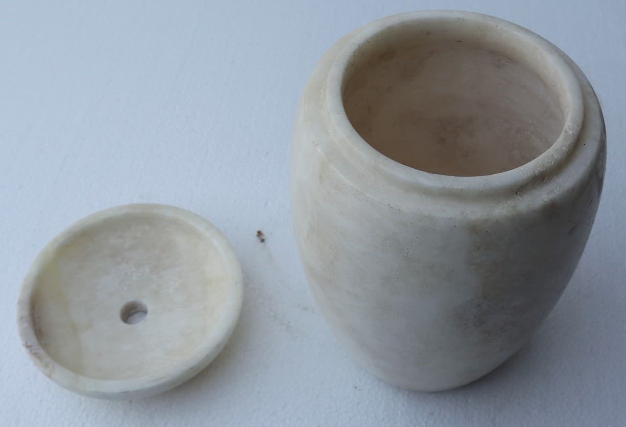 Porta scopino in onice anfora vaso chiaro e marrone cm 25hx13 N ° F - 5