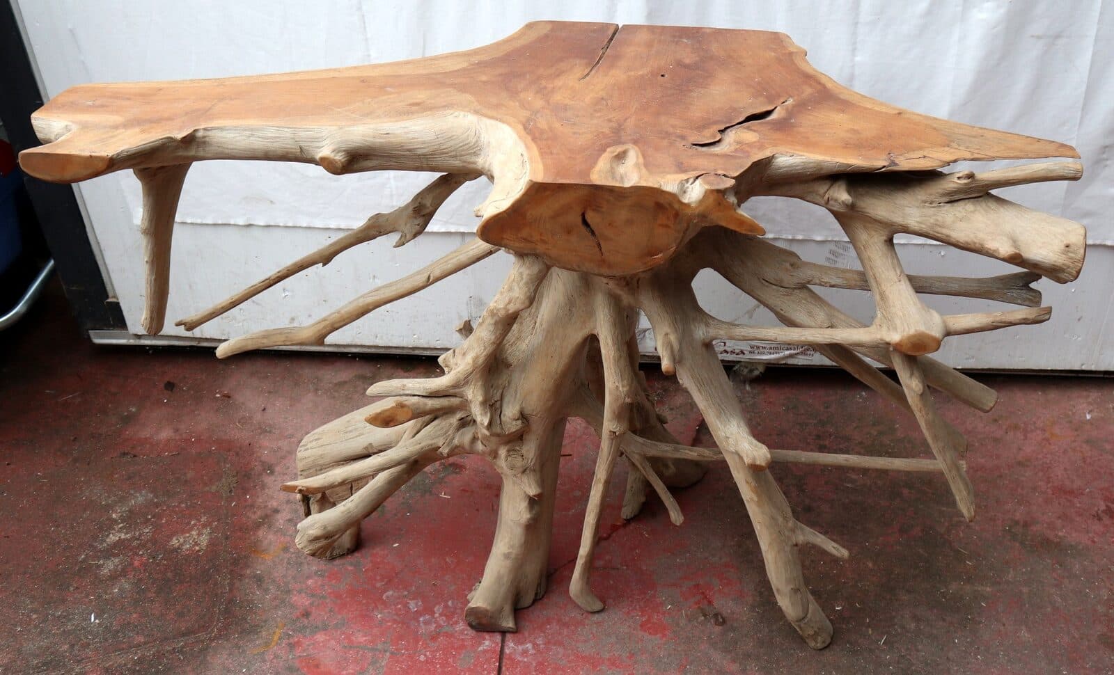 Consolle in radice di teak massello cm 121x45x78h root ingresso industrial - 3