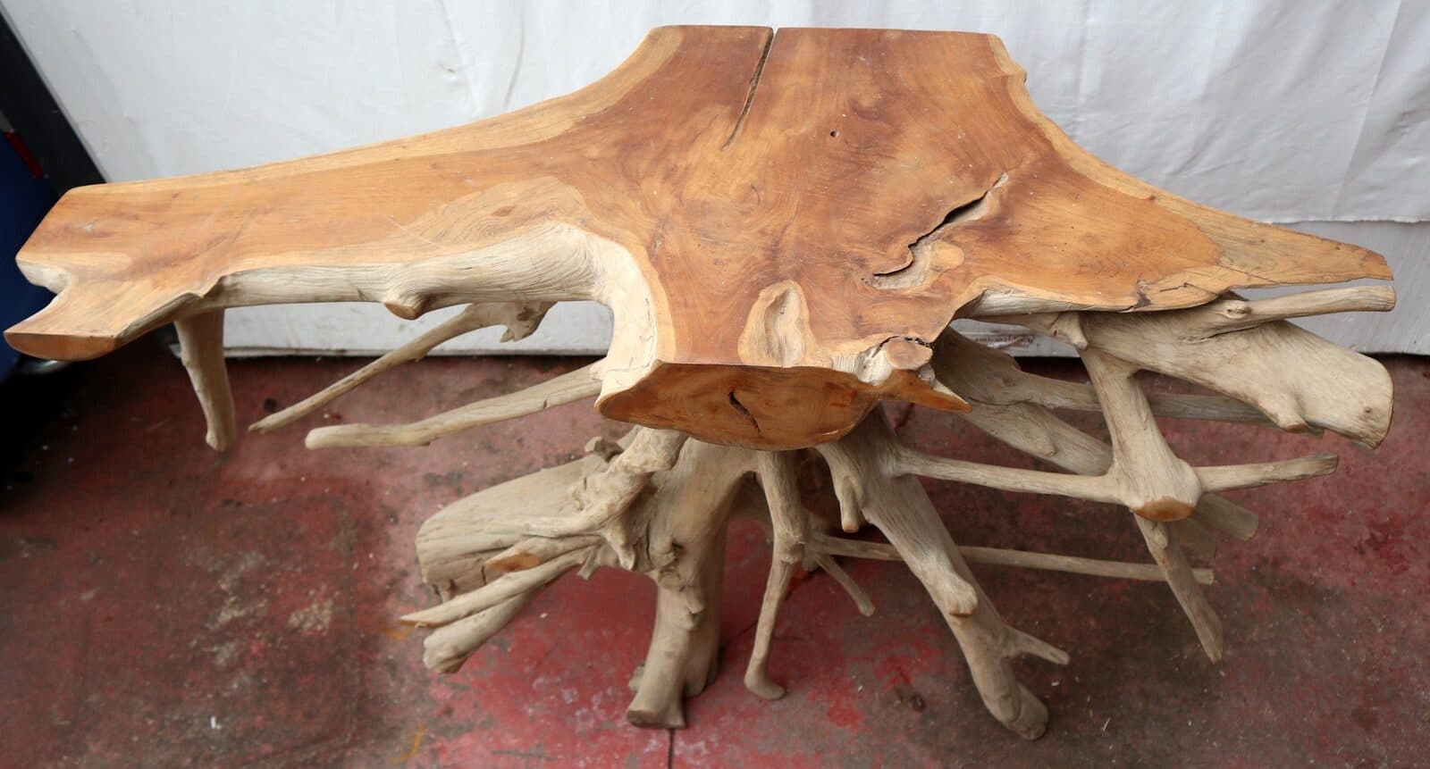 Consolle in radice di teak massello cm 121x45x78h root ingresso industrial - 4