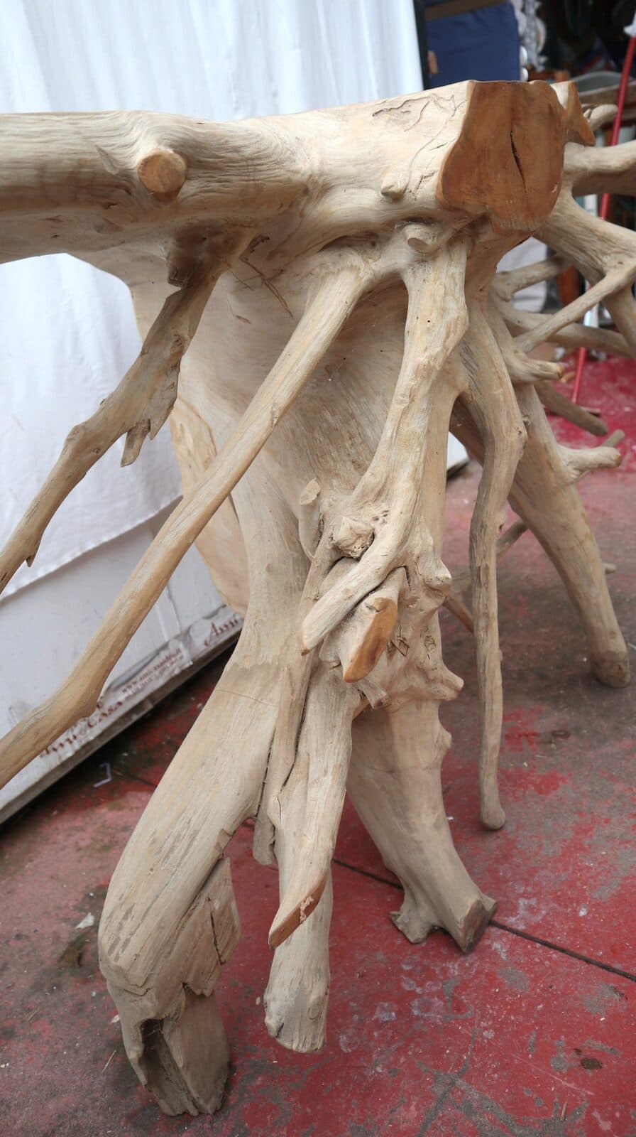 Consolle in radice di teak massello cm 121x45x78h root ingresso industrial - 7