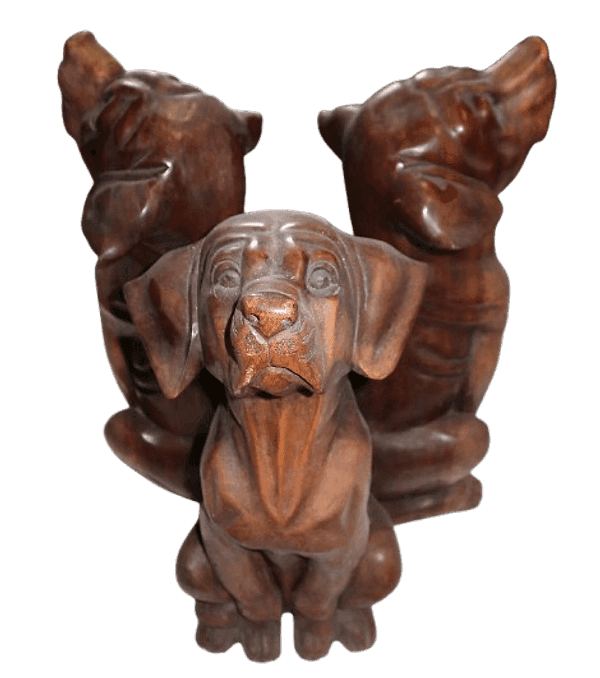 Tavolino da Fumo in Teak con Base Intagliata – Tre Cani  – Ø60 cm – Artigianato Indonesiano - 7