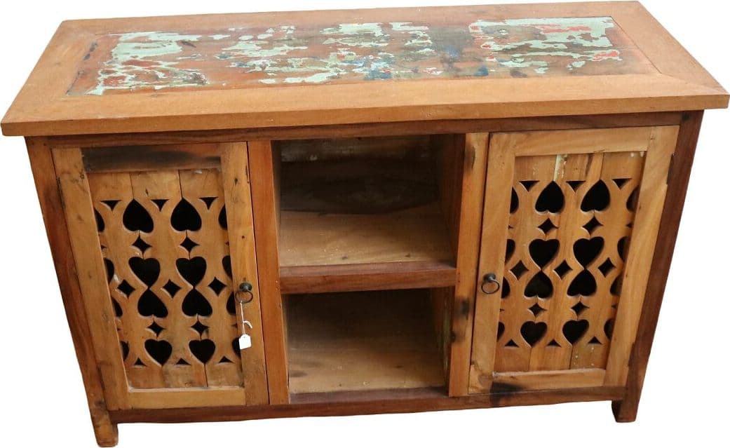 Mobile in legno di recupero da imbarcazioni indonesiane – 120x45x80h – Stile etnico e artigianale unico - 4